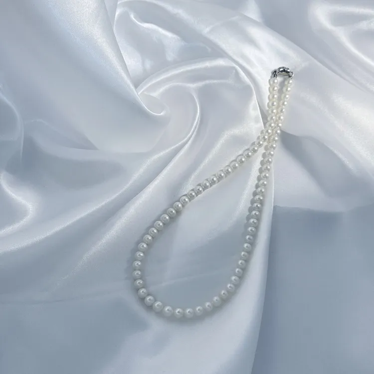 天然淡水珍珠项链5.5-6.5mm正圆极强光微瑕，时尚经典大方优雅