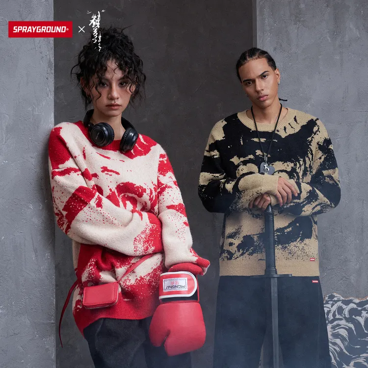 【虫师联名】SPRAYGROUND鲨鱼嘴针织毛衣宽松圆领潮流HD WE142802