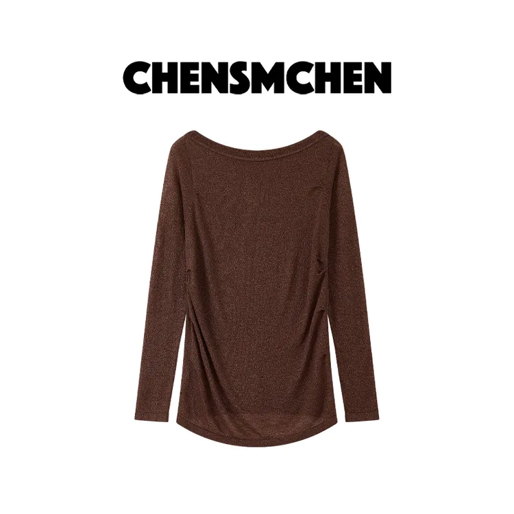CHENSMCHEN 绵羊毛时尚简约休闲针织衫女慵懒百搭打底衫CSZ8043QQ