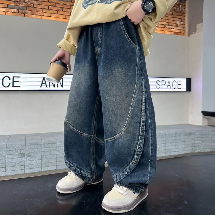 男童秋装牛仔裤2025新款裤子儿童春秋款大童秋季痞帅宽松阔腿裤潮