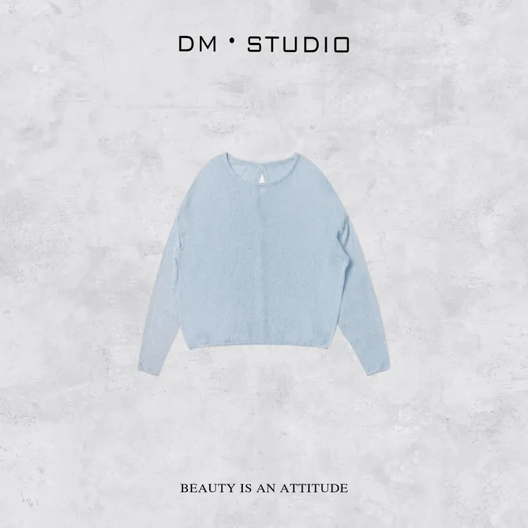 DEDM－DM•STUDIO/百搭气质精致感亮片排扣针织开衫上衣（17-26798）