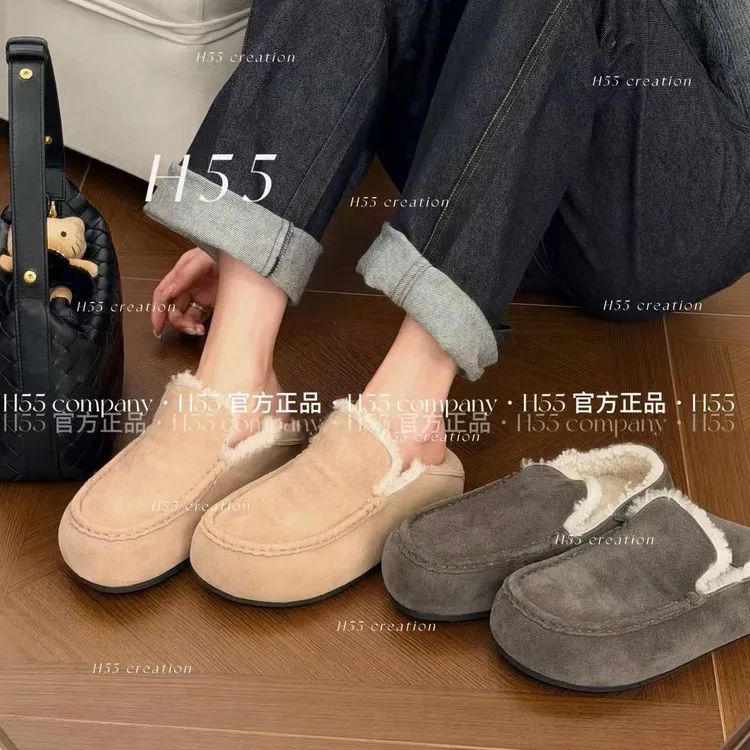 【牛皮+羊毛】袋鼠小面包｜极简老钱风袋鼠两穿博肯鞋4cm18-3078【HW】