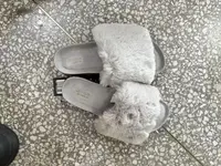 《兵哥外贸》3楼浅灰色仿兔绒面麂皮绒底拖鞋 发一双 38-39码微瑕疵