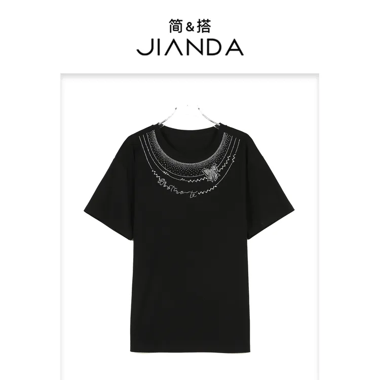 简&搭【千屿Sheila】蕾丝重工蝴蝶结T恤252-TX/0312-5500320