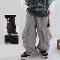 儿童直筒工装裤加绒冬季男童阔腿系中大童童装休闲裤5109009O1