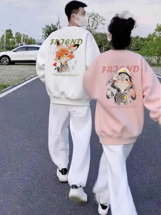 疯狂动物城尼克朱迪情侣装加绒保暖秋冬季卫衣连帽宽松大码外套潮