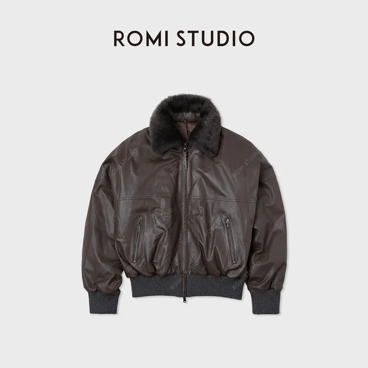 ROMI STUDIO土耳其进口超薄全植鞣绵羊皮羽绒皮外套 RWCWWG5157
