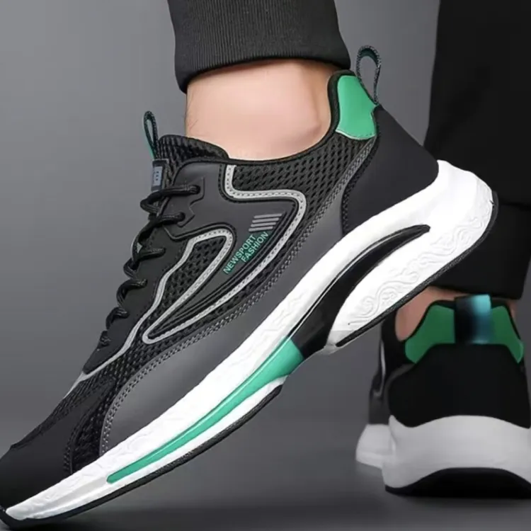 品牌男鞋2025新款皮面透气运动休闲鞋男防滑软底跑步鞋轻便旅游鞋