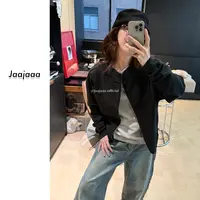 Jaajaaa松露月光  小众设计春秋纯色插肩密织时尚百搭外套/GCHCE