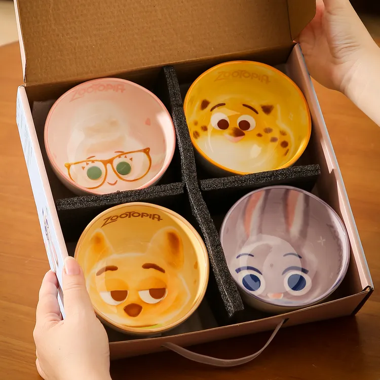 疯狂动物城釉下彩餐具礼盒朱迪尼克米饭碗酸奶甜品碗圣诞生日礼物