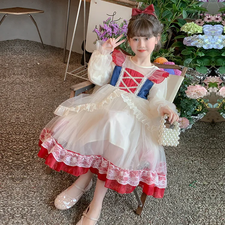 女童白雪公主连衣裙2025春秋季新款儿童洛丽塔公主裙长袖礼服裙子