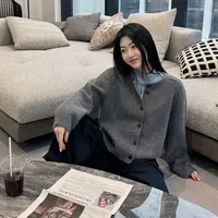 秋季时尚慵懒风通勤气质百搭休闲简约长袖毛针织衫-M25325310