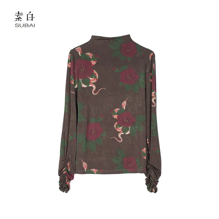 素白【蛇年有钱花】蛇年限定复古印花设计感套头上衣SB2412CP00834