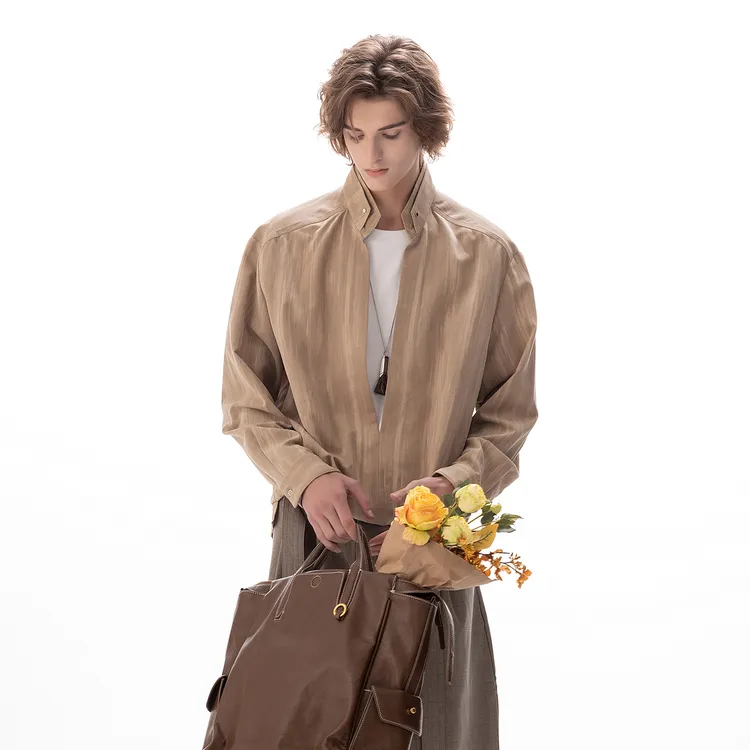 CHOR 秋季复古立领长袖衬衫男生小众设计感衬衣高级感中性风穿搭