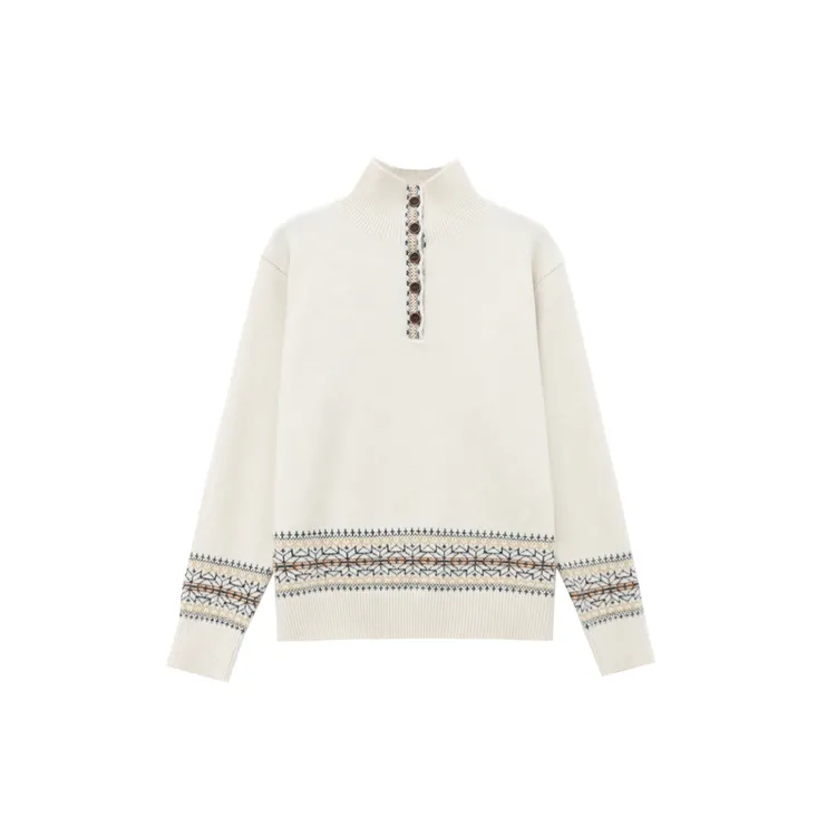 【浪漫岛】复古纽扣半高领打底针织长袖百搭毛衣ly1231HH