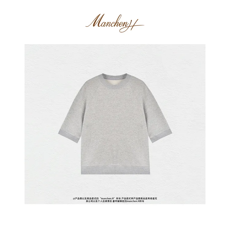 曼辰manchenh“自由体”LP纱线超细海岛棉百搭休闲上衣简约时尚