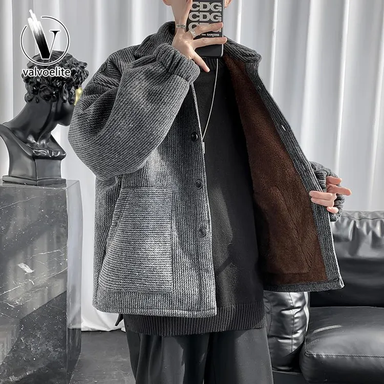 VALVOELITE灯芯绒棉衣冬季加绒加厚ins外套港风潮牌帅气纯色棉服