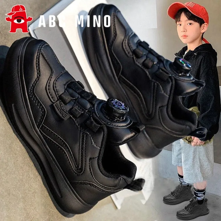 ABC MINO男童黑色2026春季新款儿童鞋中大童软底学生男孩运动板鞋