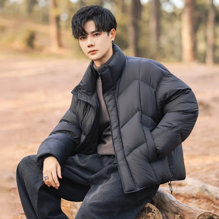 高充绒量男士羽绒服短款冬季2025新款潮牌加厚立领男生面包服外套