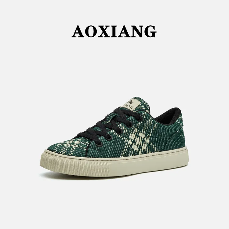 奥象2025秋季新款时尚休闲鞋男士低帮运动平底透气布鞋系带男板鞋