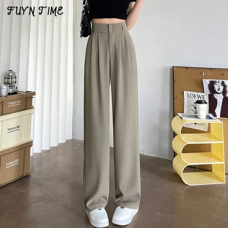 Z高腰阔腿裤女宽松显瘦直筒裤垂感2025夏季新款遮胯百搭休闲西装