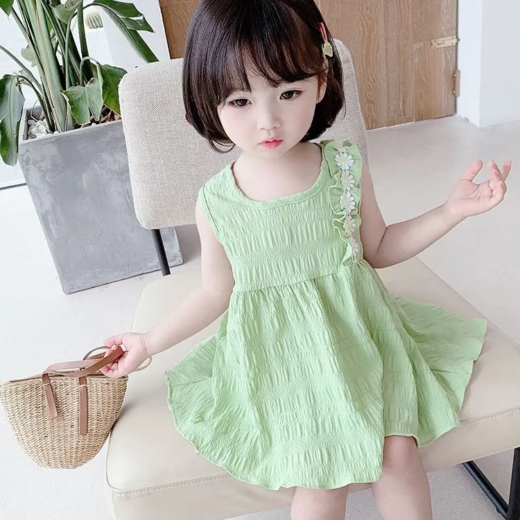 女童连衣裙2025夏季新款儿童装花边裙女孩淑女长裙小童韩版背心裙