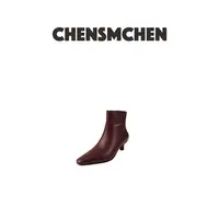 CHENSMCHEN 秋冬小方头纯色气质时尚百搭短筒靴