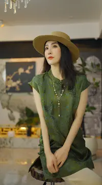 （书卷）国风连衣裙短袖老钱风复古提花上衣