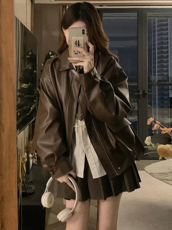 美拉德pu皮衣外套女2025春秋季新款爆款美式机车服短款夹克小个子