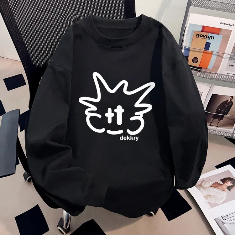 jtrt美式休闲长袖男女潮牌简约设计感印花潮牌重磅纯棉圆领打底衫