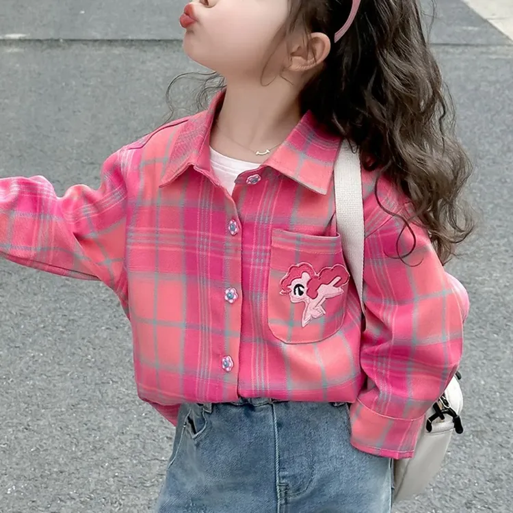 女童秋季格子衬衫春秋季2025新款女宝宝长袖衬衣秋装女孩休闲外套