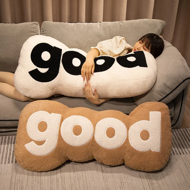 大波浪good抱枕北欧风创意字母沙发靠垫床头枕头车载抱枕长条夹腿