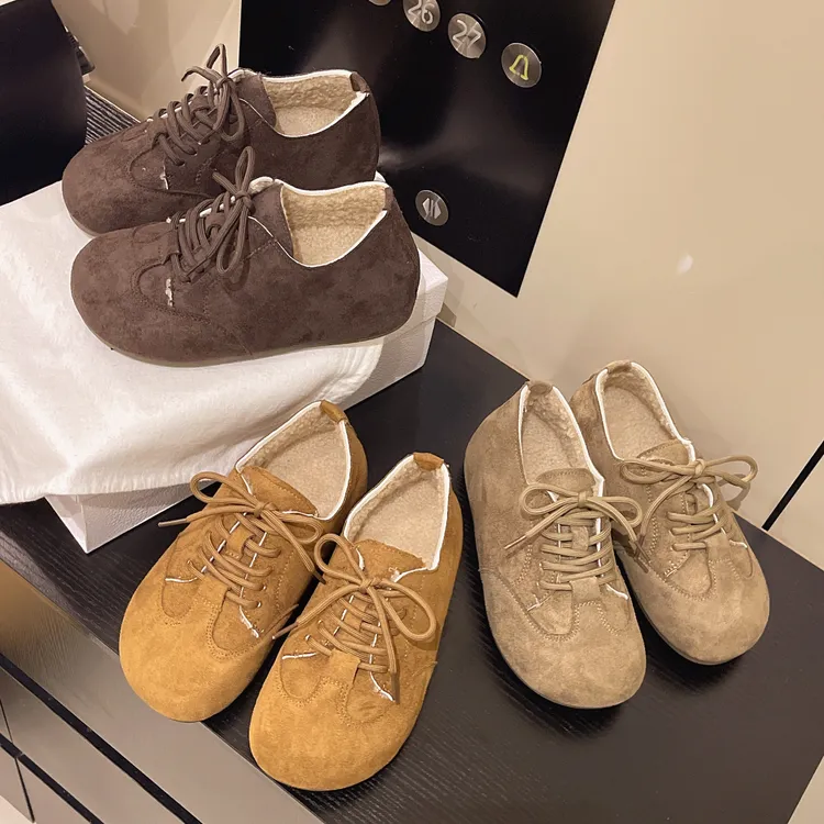 复古勃肯鞋女2025年冬季新款加绒保暖两穿百搭休闲鞋系带软底单鞋