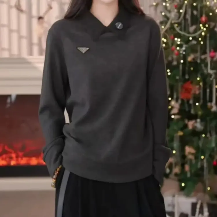 AMASS/阿玛施新款宽松黑色假两件百搭时尚长袖卫衣530113