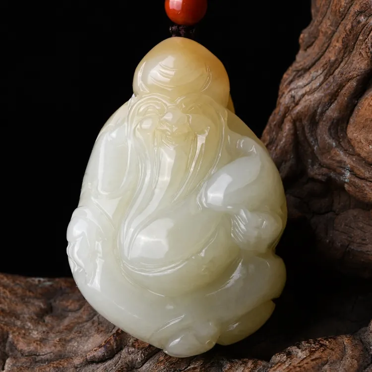 天然和田玉寿星吊坠福禄玉石挂件项链男女款送长辈父母玉坠