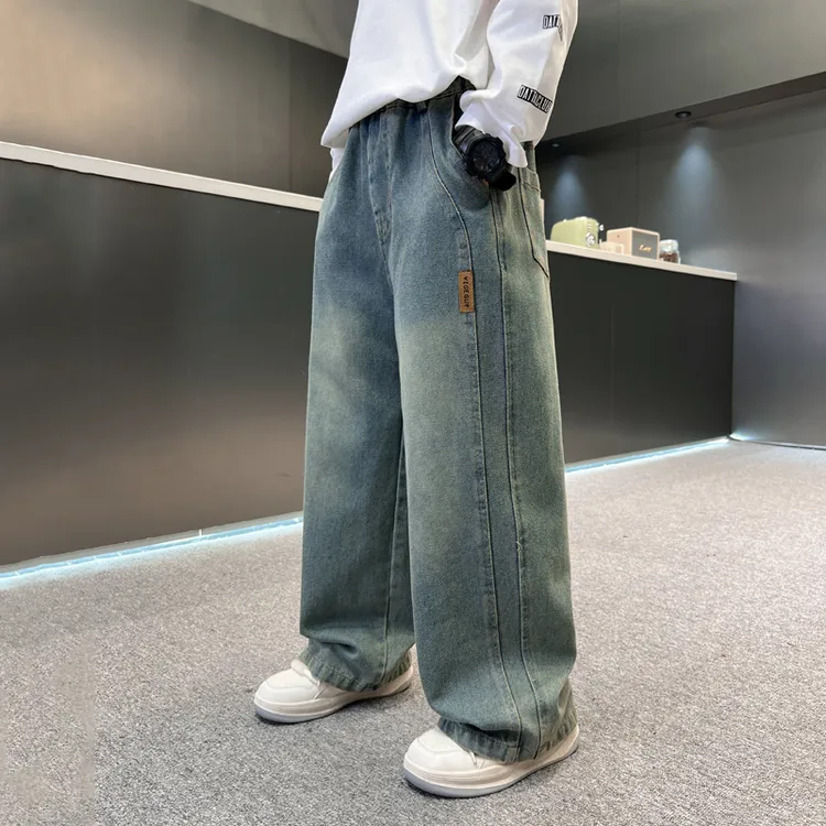 男童牛仔裤2025新款秋冬休闲宽松裤子中大童韩版直筒裤潮流阔腿裤