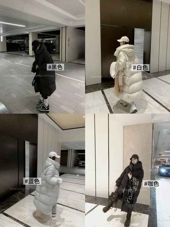 冰冰 时尚百搭宽松中长款连帽羽绒服加厚保暖简约显瘦BBQ5YRF6353