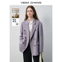 VEGACHANG【柔雾紫调】毛呢外套2025新款秋季韩系简约闲西装0078LW