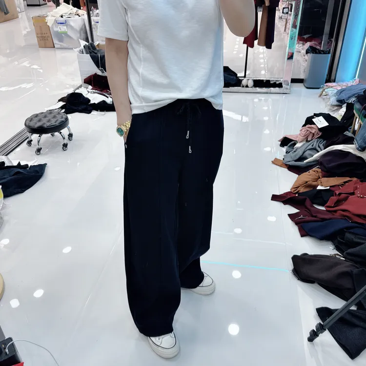 高级空气绒轻便2色松紧腰弯刀裤休闲裤6638品