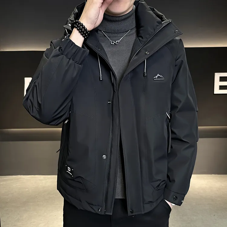 男士羽绒服外套冬季新款短款连帽工装风轻便保暖白鸭绒羽绒服208