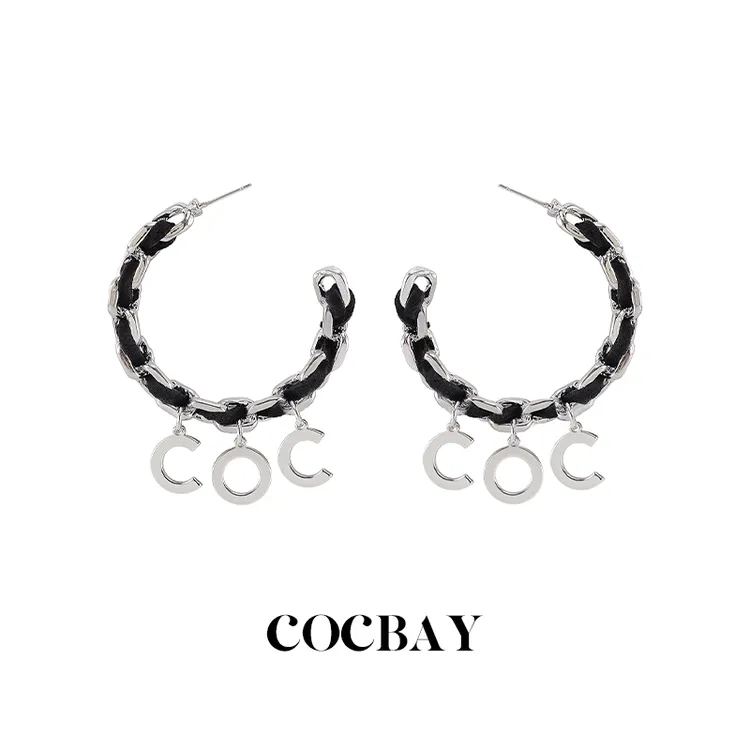 【栗子专属】COCBAY-铜合金手工编织小众设计字母皮质耳圈