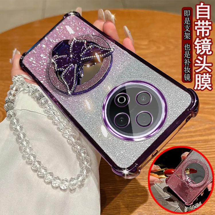 适用vivo y500手机壳四角气囊防摔保护套蝴蝶支架网红女款潮流款
