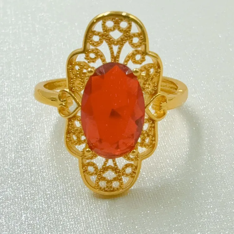 铜合金玻璃戒指 红色 altun pason kizil kuz  戒指