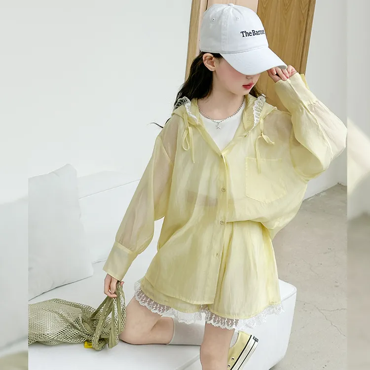 女童防晒衣套装夏季时尚儿童皮肤衣户外洋气轻薄三件套6-12岁潮款
