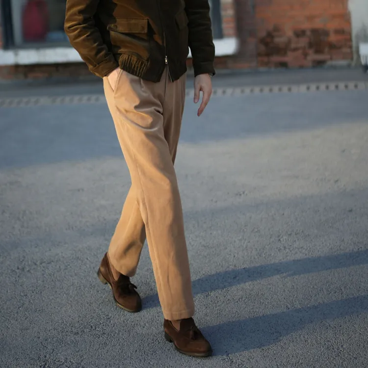 PEONIA ROSSA秋冬男士灯芯绒直筒休闲裤舒适修身商务休闲百搭