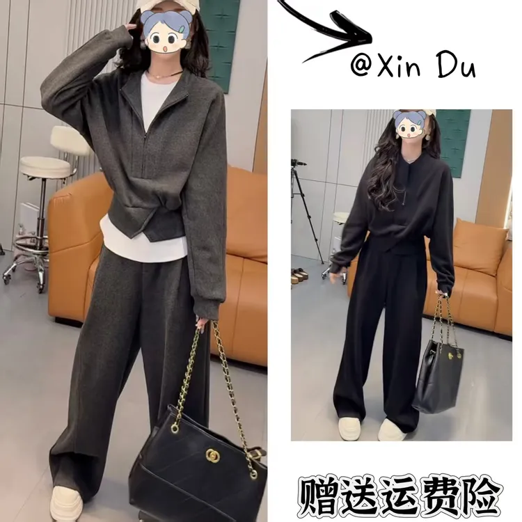 2025秋季新款时尚显瘦气质女士网红洋气两件套百搭款D23146