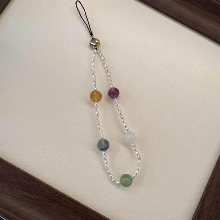 【珠纪儿】淡水珍珠设计款手机链3-4mm珍珠挂坠S925银