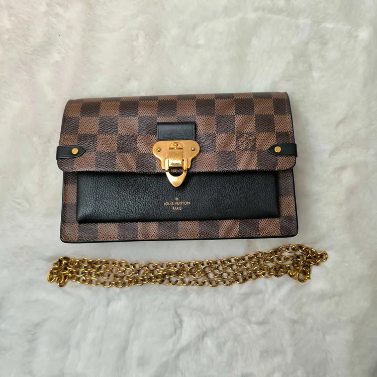 95新 LouisVuitton/路易威登 魔镜SY/路易威登棕棋盘格链条包