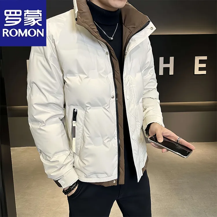 罗蒙冬季潮流羽服男士休闲短款撞色时尚羽丝保暖外套袄