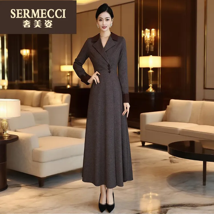 奢美姿上档次端庄大气连衣裙秋冬2025新款气质显瘦裙子女